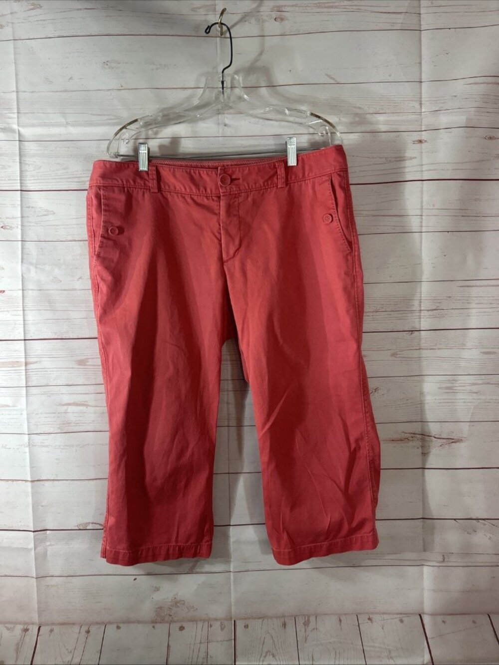 Dockers Cropped Pants Women’s Size 14 Pink coral Capri With pockets & belt loops - Picture 2 of 8